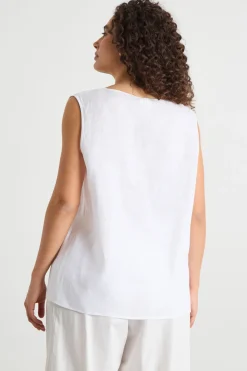 Top ampio in tessuto leggero - Bianco