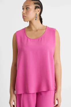 Top ampio in twill - Fuxia