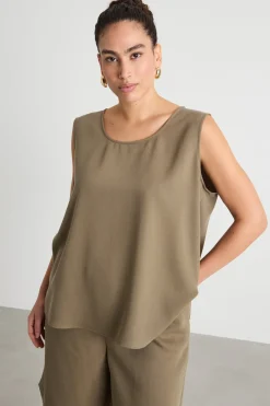 Top ampio in twill - Verde