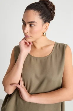 Top ampio in twill - Verde