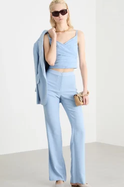 Top arricciato aderente - Azzurro