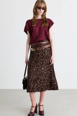 Top asimmetrico con drappeggio - Bordeaux