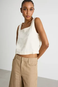 Top boxy con scollo squadrato - Bianco