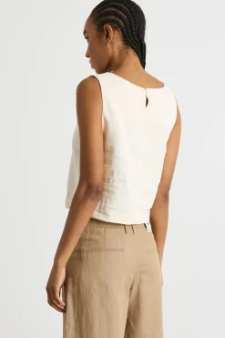 Top boxy con scollo squadrato - Bianco