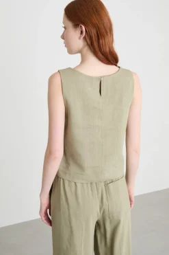 Top boxy con scollo squadrato - Verde