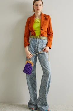 Top bustier con piume - Verde Acido