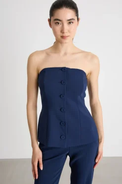 Top bustier in cady - Blu