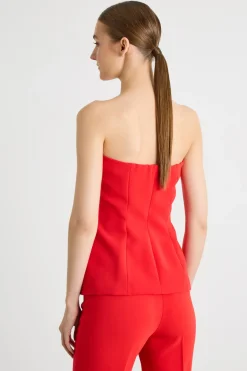 Top bustier in cady - Rosso