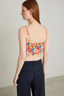 Top bustier in popeline - Bianco Arancio Azzurro Giallo