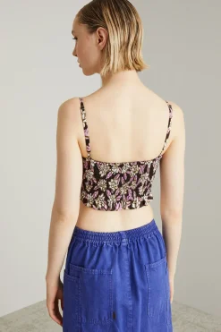 Top bustier in popeline - Marrone Rosa