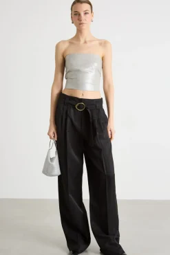 Top bustier laminato - Argento