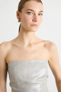 Top bustier laminato - Argento