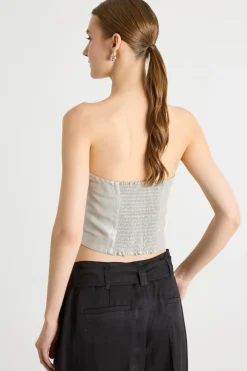Top bustier laminato - Argento