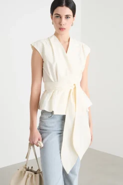Top con cintura - Bianco