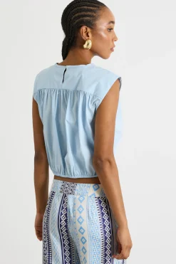 Top con coulisse - Azzurro
