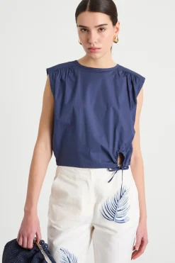 Top con coulisse - Blu