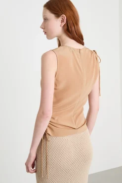 Top con coulisse - Cammello