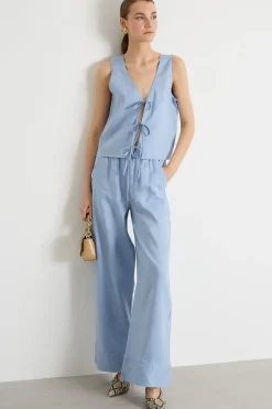 Top con lacci - Azzurro