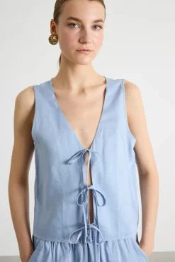Top con lacci - Azzurro