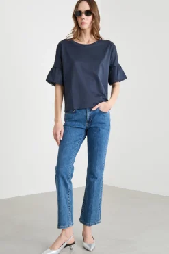 Top con maniche a corolla - Blu