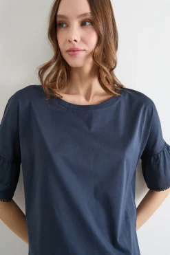 Top con maniche a corolla - Blu