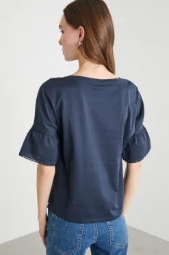 Top con maniche a corolla - Blu