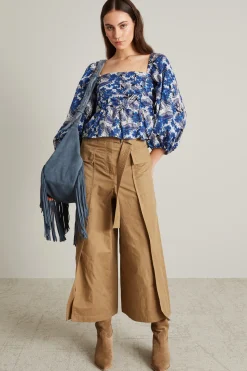 Top con maniche a sbuffo - Blu