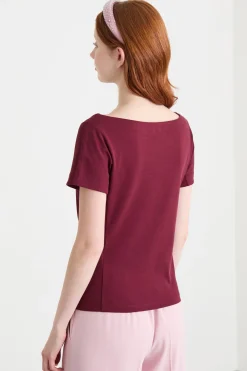 Top con maxi scollo - Bordeaux