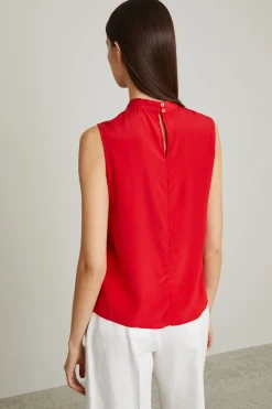 Top con motivo intrecciato - Rosso