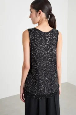 Top con paillettes - Nero