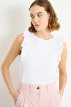 Top con rouches - Bianco