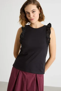 Top con rouches - Nero