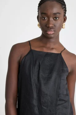 Top con scollo all'americana - Nero