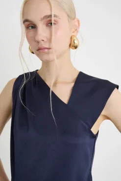 Top con scollo asimmetrico - Blu