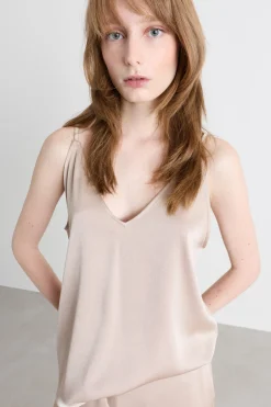 Top con scollo a V - Beige
