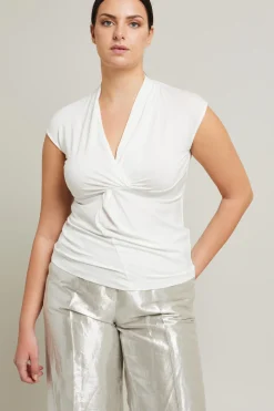 Top con scollo a V - Bianco