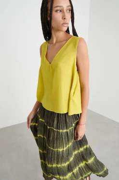 Top con scollo a V - Giallo