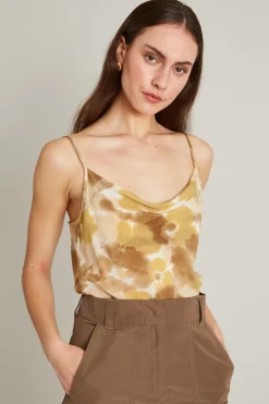 Top con scollo drappeggiato - Senape Beige