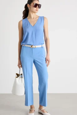 Top con spacchi - Azzurro