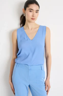 Top con spacchi - Azzurro