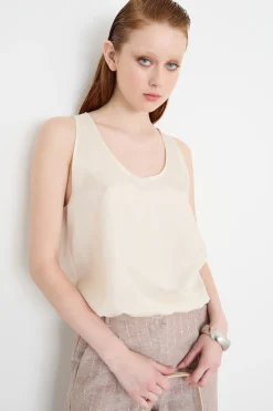 Top con spacco - Avorio