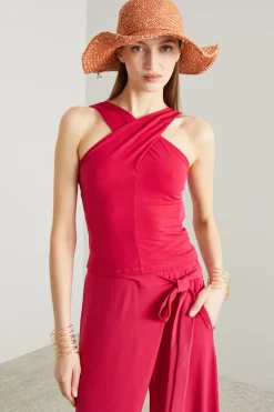 Top con spalline incrociate - Corallo