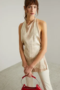 Top con stampa - Beige