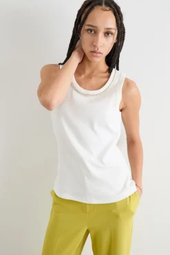 Top con strass - Bianco
