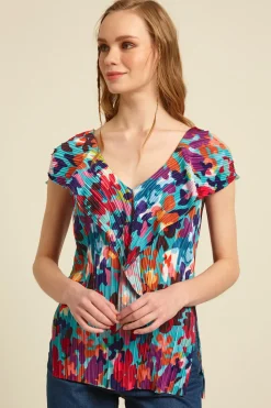 Top con volant - Celeste Viola Arancio