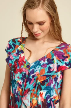 Top con volant - Celeste Viola Arancio