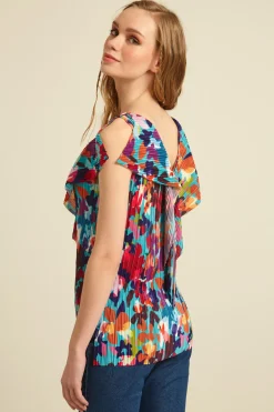 Top con volant - Celeste Viola Arancio