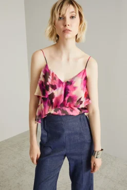 Top con volant - Fuxia Panna