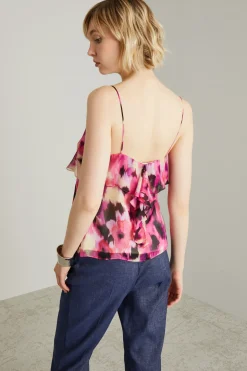 Top con volant - Fuxia Panna