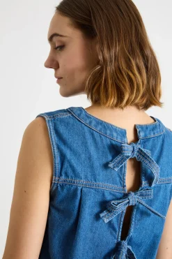 Top crop in jeans - Blu